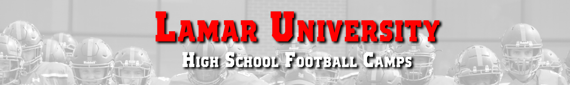 Lamar University High School Football Camps, black and white watermark background of football team head and shoulders only